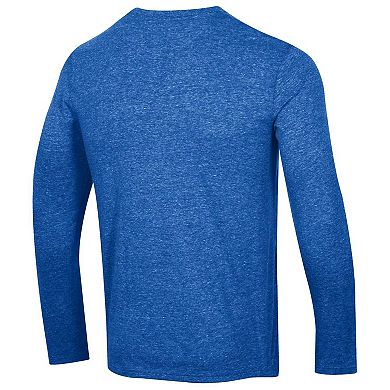 Men's Champion Heather Blue Montreal Canadiens Multi-Logo Tri-Blend Long Sleeve T-Shirt