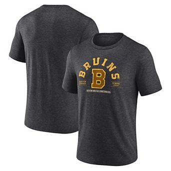 Men's Fanatics Branded Heather Charcoal Boston Bruins Centennial The Early Years Tri-Blend T-Shirt