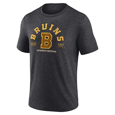 Men's Fanatics Branded  Heather Charcoal Boston Bruins Centennial The Early Years Tri-Blend T-Shirt