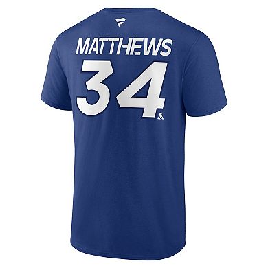 Men's Fanatics Branded Auston Matthews Blue Toronto Maple Leafs Authentic Pro Prime Name & Number T-Shirt