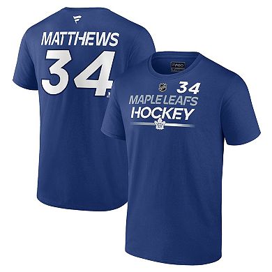 Men's Fanatics Branded Auston Matthews Blue Toronto Maple Leafs Authentic Pro Prime Name & Number T-Shirt