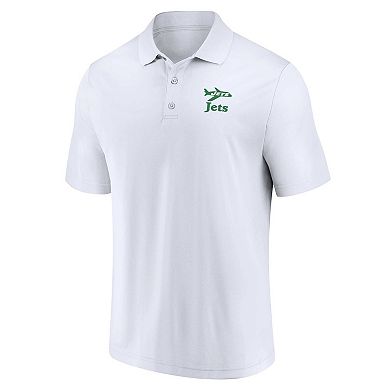 Men's Fanatics Branded White/Green New York Jets Throwback Two-Pack Polo Set