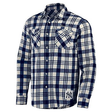 Men's Darius Rucker Collection by Fanatics Navy New York Yankees Plaid Flannel Button-Up Shirt