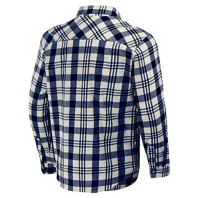 Men's Darius Rucker Collection by Fanatics Navy Atlanta Braves Plaid Flannel Button-Up Shirt