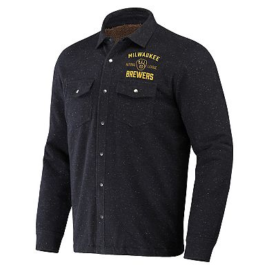 Men's Darius Rucker Collection by Fanatics Black Milwaukee Brewers Ringstop Full-Snap Shacket