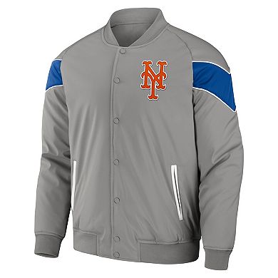 Men's Darius Rucker Collection by Fanatics Gray New York Mets Baseball Raglan Full-Snap Jacket