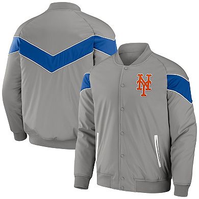 Men's Darius Rucker Collection by Fanatics Gray New York Mets Baseball Raglan Full-Snap Jacket