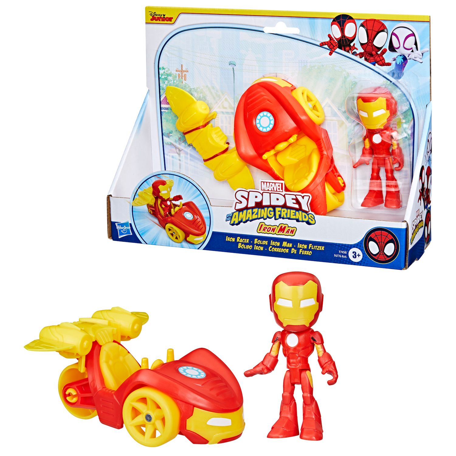 Детские фигурки Marvel Spidey and His Amazing Friends Iron Man Racer Set by Hasbro