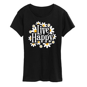 Women's Live Happy Daisies Graphic Tee