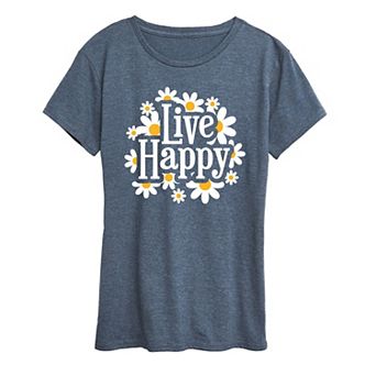 Women's Live Happy Daisies Graphic Tee