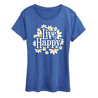 Women's Live Happy Daisies Graphic Tee