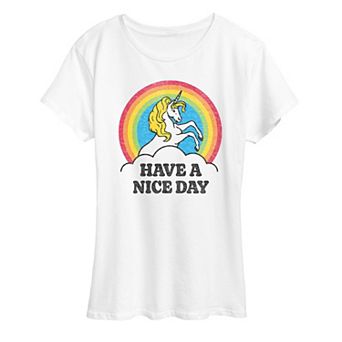 Women's Unicorn Have A Nice Day Graphic Tee