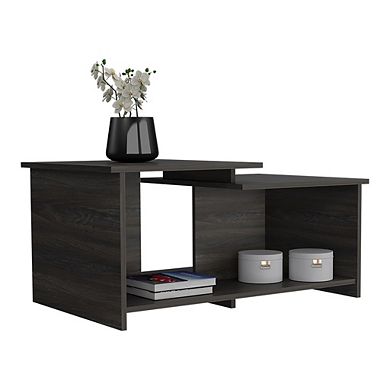 DEPOT E-SHOP Leanna 3 Coffee Table, Lower Open Shelf, Black