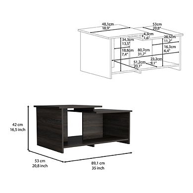 DEPOT E-SHOP Leanna 3 Coffee Table, Lower Open Shelf, Black
