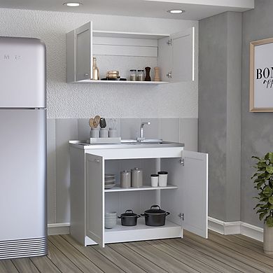 DEPOT E-SHOP Agate Cabinet, Two Parts Set, White