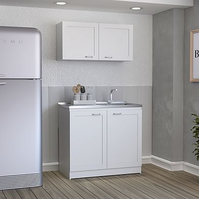 DEPOT E-SHOP Agate Cabinet, Two Parts Set, White