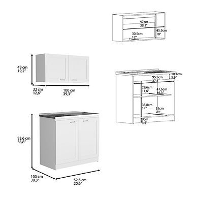DEPOT E-SHOP Agate Cabinet, Two Parts Set, White