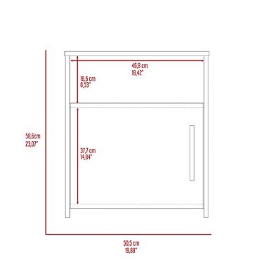 DEPOT E-SHOP Omaha Nightstand, Single Door Cabinet, Metal Handle, Superior Top, Light Gray