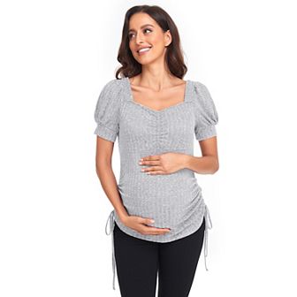 Womens Summer Dressy Casual Short Sleeves T Shirts Loose Tops Striped Color Block Crew Blouses