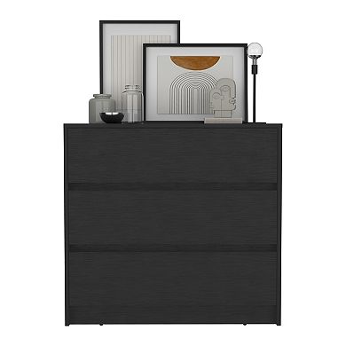 DEPOT E-SHOP Palmer 3 Drawers Dresser, Chest of Drawers, Black