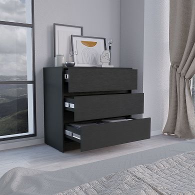 DEPOT E-SHOP Palmer 3 Drawers Dresser, Chest of Drawers, Black