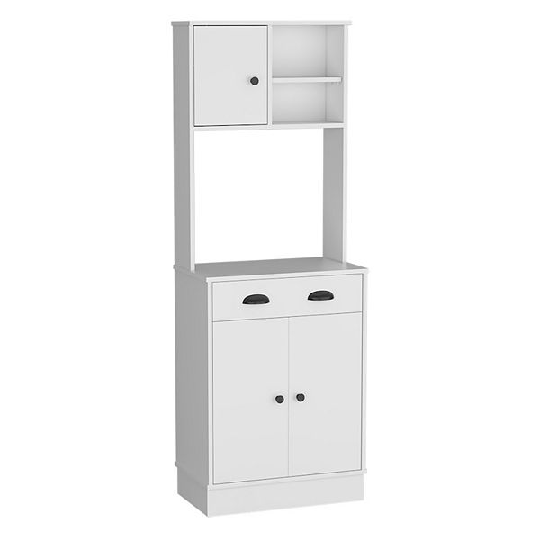 DEPOT E-SHOP Selmer Pantry Cabinet with Drawer and 3-Doors, White