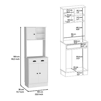 DEPOT E-SHOP Selmer Pantry Cabinet with Drawer and 3-Doors, White