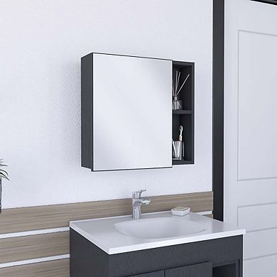 DEPOT E-SHOP Queets Medicine Single Door Cabinet, 2External Shelves, 3Interior Shelves , Black