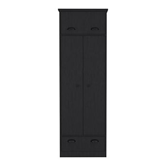 DEPOT E-SHOP Tifton Armoire with Hinged Drawer, 2-Doors and 1-Drawer, Black