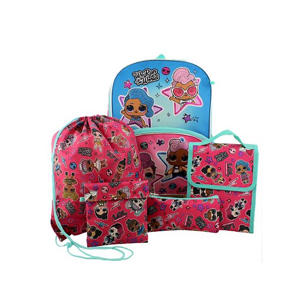 L.o.l. Surprise Dolls Girls 16 Backpack 5 Piece School Set one Size Blue pink