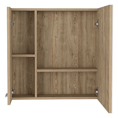 DEPOT E-SHOP Harbor Medicine Double Door Cabinet,Four Interior Shelves, Pine