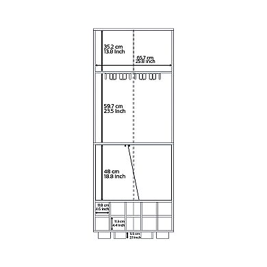 DEPOT E-SHOP Nassau Corner Bar Double Door Cabinet, Ten Built-in Wine Rack, Two Shelves, One Interior Shelf, Dark Oak / Pine
