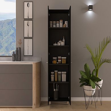 DEPOT E-SHOP Collins Pantry Cabinet, Five Interior Shelves, Black