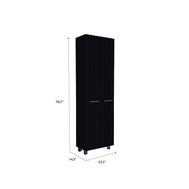 DEPOT E-SHOP Collins Pantry Cabinet, Five Interior Shelves, Black