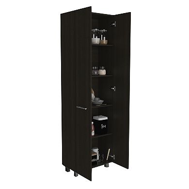 DEPOT E-SHOP Collins Pantry Cabinet, Five Interior Shelves, Black