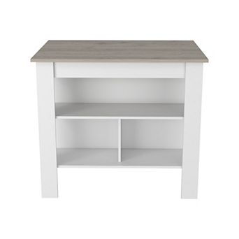 DEPOT E-SHOP Antibacterial Delos Kitchen Island , White / Light Gray