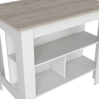DEPOT E-SHOP Antibacterial Delos Kitchen Island , White / Light Gray