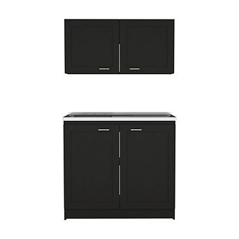DEPOT E-SHOP Agate Cabinet, Two Parts Set, Black