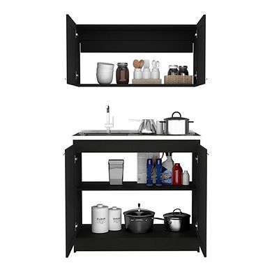 DEPOT E-SHOP Agate Cabinet, Two Parts Set, Black