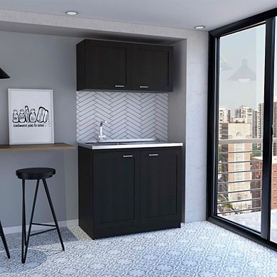 DEPOT E-SHOP Agate Cabinet, Two Parts Set, Black