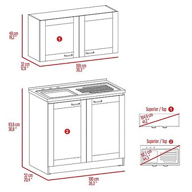 DEPOT E-SHOP Agate Cabinet, Two Parts Set, Black
