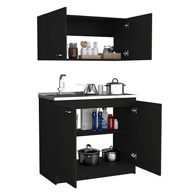 DEPOT E-SHOP Agate Cabinet, Two Parts Set, Black