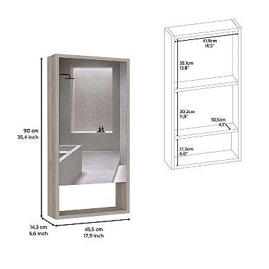 DEPOT E-SHOP Palermo Medicine Single Door Cabinet, 2 Shelves, 1 External Shelf, Light Gray