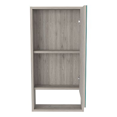 DEPOT E-SHOP Palermo Medicine Single Door Cabinet, 2 Shelves, 1 External Shelf, Light Gray