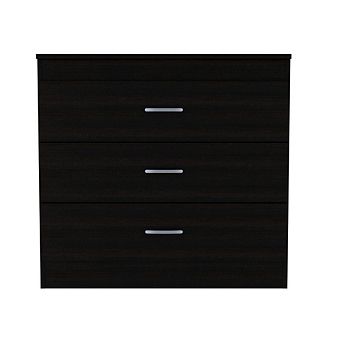 DEPOT E-SHOP Zurich Three Drawers Dresser, Metal Hardware, Superior Top, Black