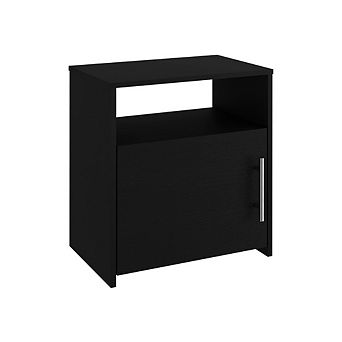 DEPOT E-SHOP Omaha Nightstand, Single Door Cabinet, Metal Handle, One Shelf, Superior Top, Black