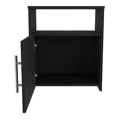 DEPOT E-SHOP Omaha Nightstand, Single Door Cabinet, Metal Handle, One Shelf, Superior Top, Black
