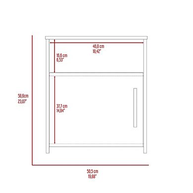 DEPOT E-SHOP Omaha Nightstand, Single Door Cabinet, Metal Handle, One Shelf, Superior Top, Black