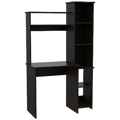 DEPOT E-SHOP Aramis Desk, Five Shelves, Two Superior Shelves, Black