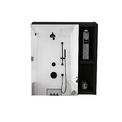 DEPOT E-SHOP Andes Medicine Single Door Cabinet With Mirror, Five Interior Shelves, Black
